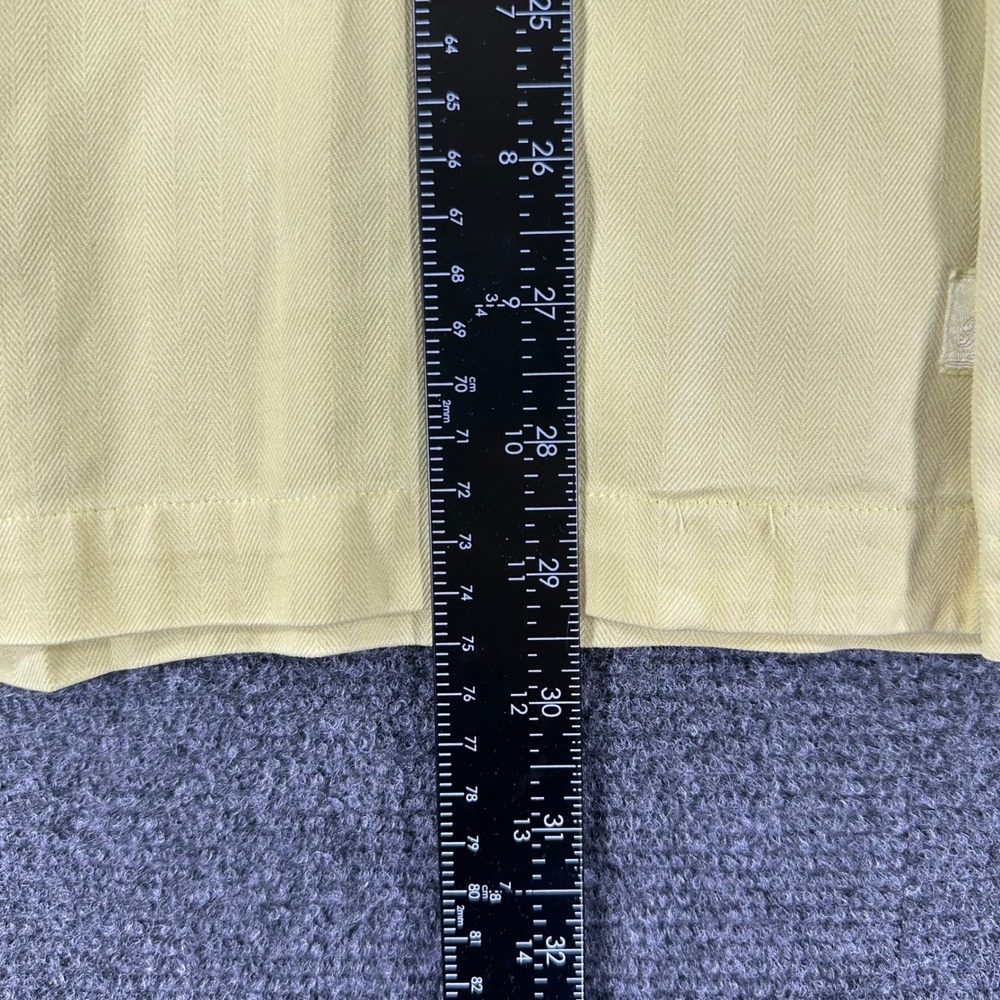 Tommy Bahama Button Down Mens XL Extra Large Yellow 100% Silk Herringbone Camp - Picture 13 of 14